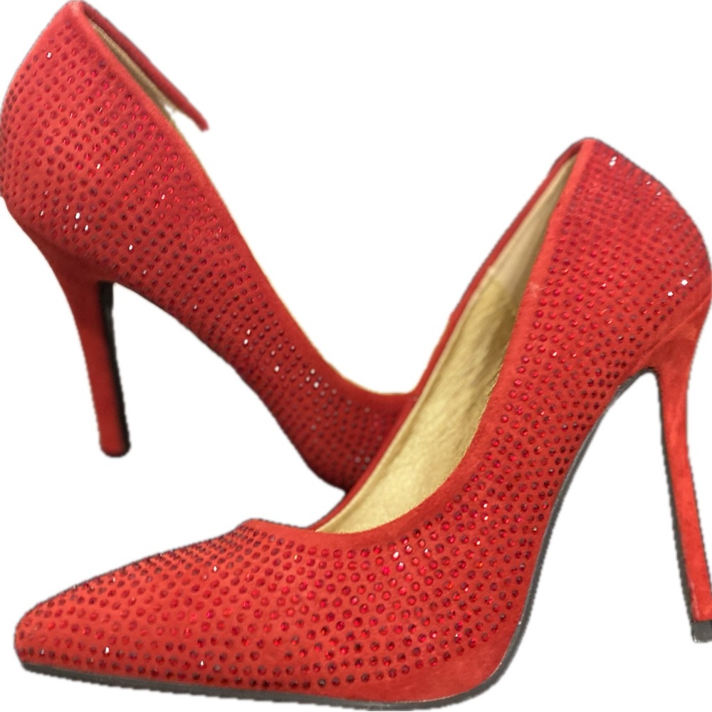 Italina Red Rhinestone Stiletto Heels